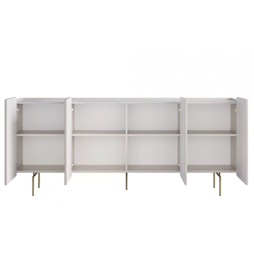 Komoda Malmi 200 cm - kaszmir / crema bianca / złote nóżki